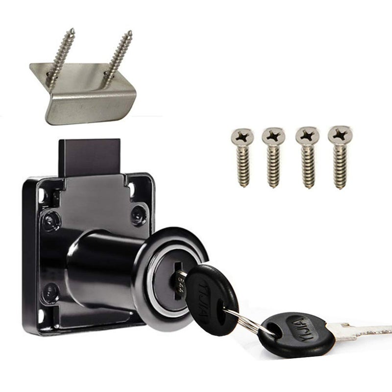 Junrbx Drawer Lock Letter Box Desktop Door Lock, Model CT-138-32, ((Hole Diameter 0.75 inch / 19MM) for Door Panels with a Thickness of 27 mm-32 mm. 1pcs [Black] - Image 1